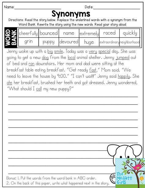 STORY: Synonyms and 21 Antonyms .